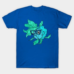 Hipster Blue-Fish T-Shirt